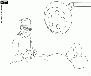 Surgeon prepared to operate on a patient in the operating room coloring page