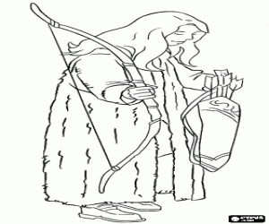 Susan Pevensie with her weapons, bow and arrows coloring page