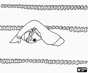 Swimmer practicing freestyle in the lane of a competition pool coloring page