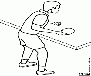 Table tennis player about to execute a service with the ball in hand coloring page
