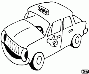 Taxi, taxicab, vehicle with a driver like a public transport coloring page
