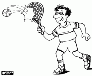Tennis player in the execution of a volley coloring page