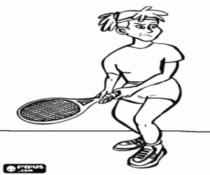 Tennis player ready for a coup coloring page