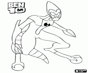 The alien XLR8 is the first Ben 10 transformation with the Omnitrix coloring page