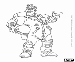 The astronaut Chuck Baker steps on Planet 51 thinking it is uninhabited coloring page