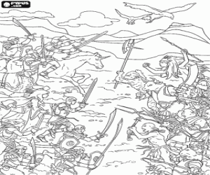 The battle of Narnia, the battle between humans and talking animals coloring page