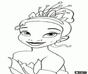 The beautiful princess Tiana with a nice headdress coloring page