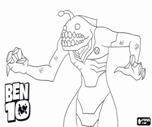 The Ben 10 alien Ripjaw can breathe underwater coloring page