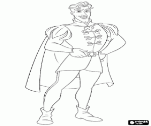 The elegant Prince Naveen with a cape coloring page