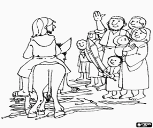 The entry of Jesus into Jerusalem on Palm Sunday coloring page