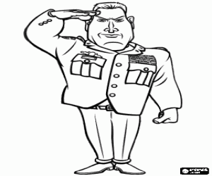 The General W. R. Monger doing the military salute coloring page