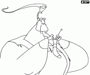 The great dragon hunter Lian Chu practicing his great love, knitting coloring page