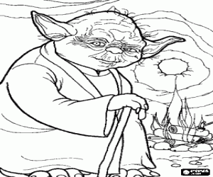 The great master Yoda, a Jedi master coloring page