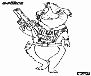 The guinea pig Agent Juarez, the martial arts expert of the team G-Force coloring page