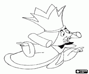 The King of Hearts wears an extremely tall crown coloring page