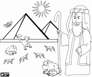 The legendary prophet Moses and the plagues that God sent on the Egyptians coloring page