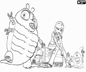 The monsters that face the aliens invaders - Ginormica, Dr. Cockroach, B.O.B, The Missing Link and Insectosaurus coloring page
