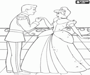 The prince greeted the princess, both with their gala dresses, at the terrace of the palace coloring page