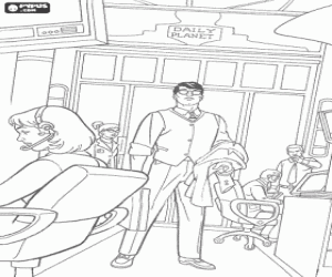 The reporter Clark Kent at the Daily Planet building, the newspaper where he works coloring page