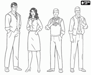 The reporter Clark Kent to Lois Lane and other colleagues in the Daily Planet, Jimmy Olsen and Perry White coloring page