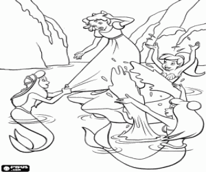 The sirens playing with Wendy coloring page