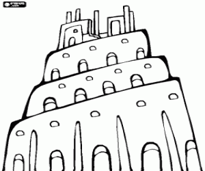 The Tower of Babel in which men sought to reach heaven coloring page