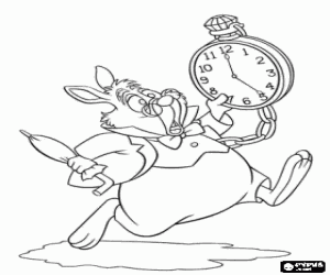 The White Rabbit always in a hurry coloring page