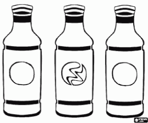 Three bottles of drinks, soft drink or soda coloring page