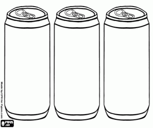 Three cans of drink like beer or soft drink with gas coloring page