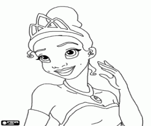 Tiana, the princess with a tiara coloring page