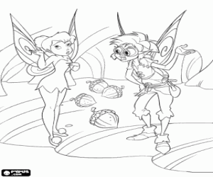 Tinker Bell and Bobble in an animated conversation inside the Fairyland coloring page