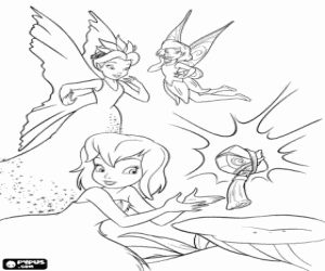 Tinker Bell, Tink showing her hand skills to the Queen Clarion coloring page