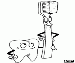 Toothbrush and toothpaste or dental gel coloring page