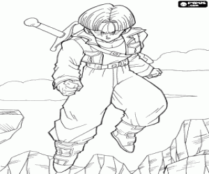 Trunks, half human and half Saiyan, son of Vegeta and Bulma coloring page