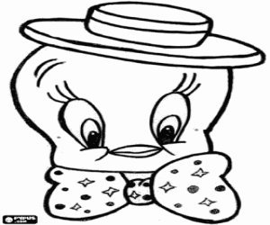 Tweety mask, the little canary Sylvester the Cat tries to catch coloring page