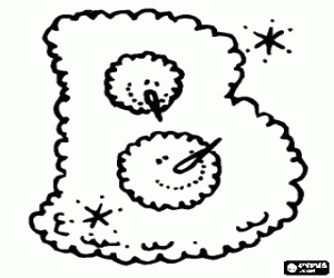 Two snowmen inside the holes of B letter coloring page