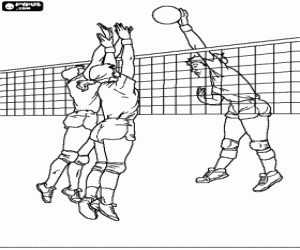 Volleyball - Player topped the ball trying to block the opposing team coloring page