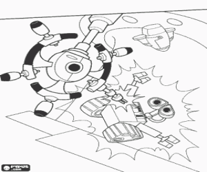 Wall-E and Auto in the Axiom coloring page