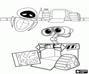 Wall-E and Eve coloring page