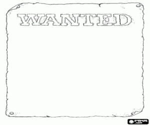 Wanted Poster to draw the face you want coloring page