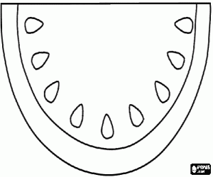 Water melon, slice of watermelon with seeds coloring page