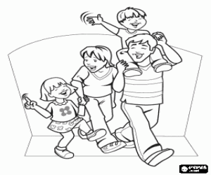 Whole family for a walk to celebrate Father