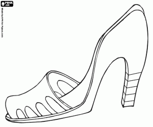 Woman shoe, high heeled sandal  coloring page