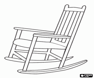 Wooden rocking chair or rocker with back bars coloring page