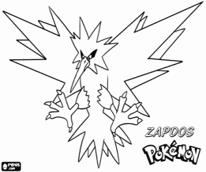 Zapdos is one of the pok�mon legendary birds that is said to live in thunderclouds coloring page