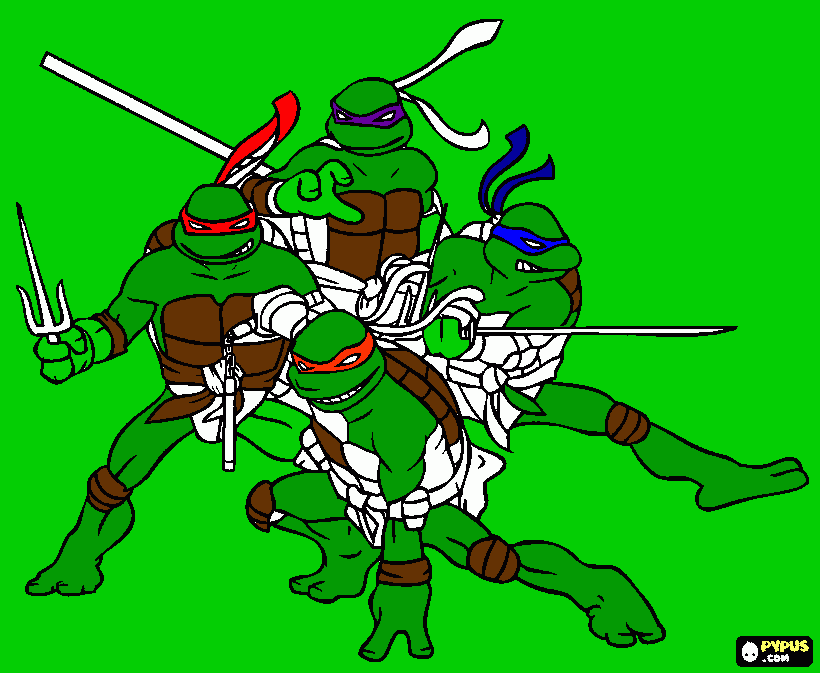4 Ninja Turtles coloring page