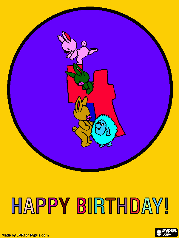 4 YEAR OLD WALA HAPPY BIRTHDAY coloring page