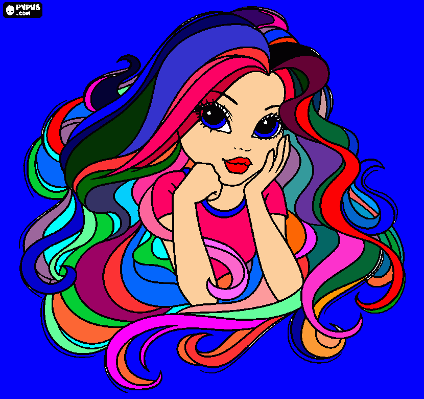 A girl with very long hair coloring page