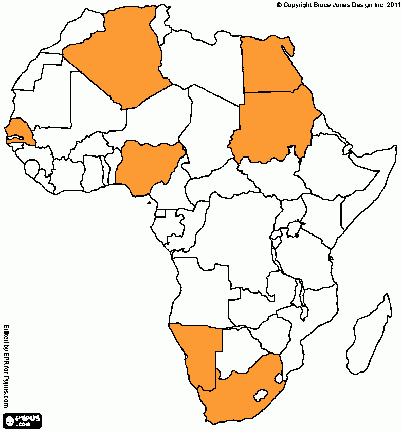 africa map coloring page