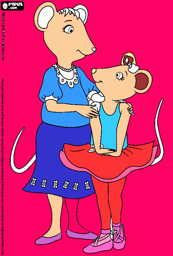 Angelina Ballerina with her mother coloring page
